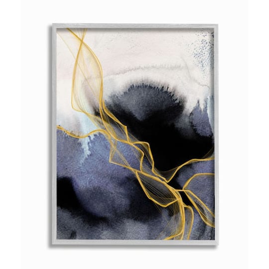 Stupell Industries Modern Coastal Abstract Lines Wall Art in Gray Frame